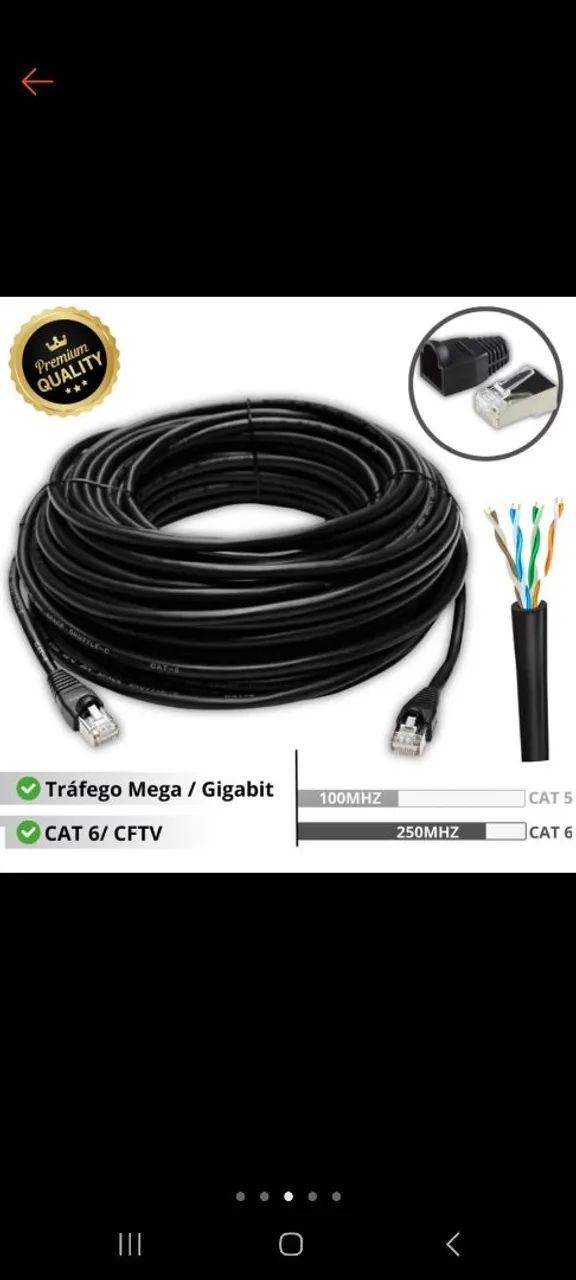 Vendo Cabo de Rede CAT6  Gigabit - Alta Velocidade