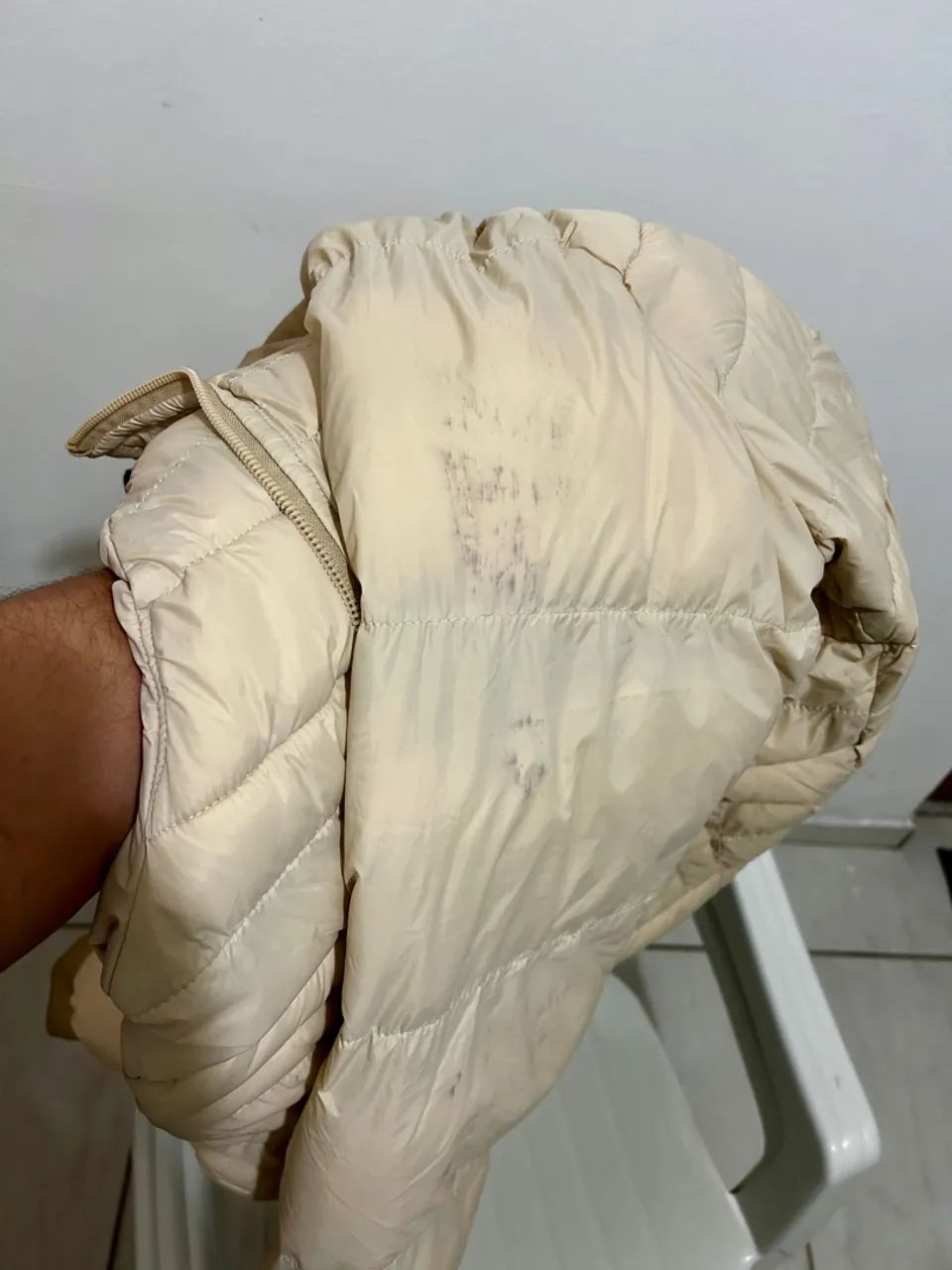 Jaqueta Puffer Bege com Capuz Masculina - Foto 2