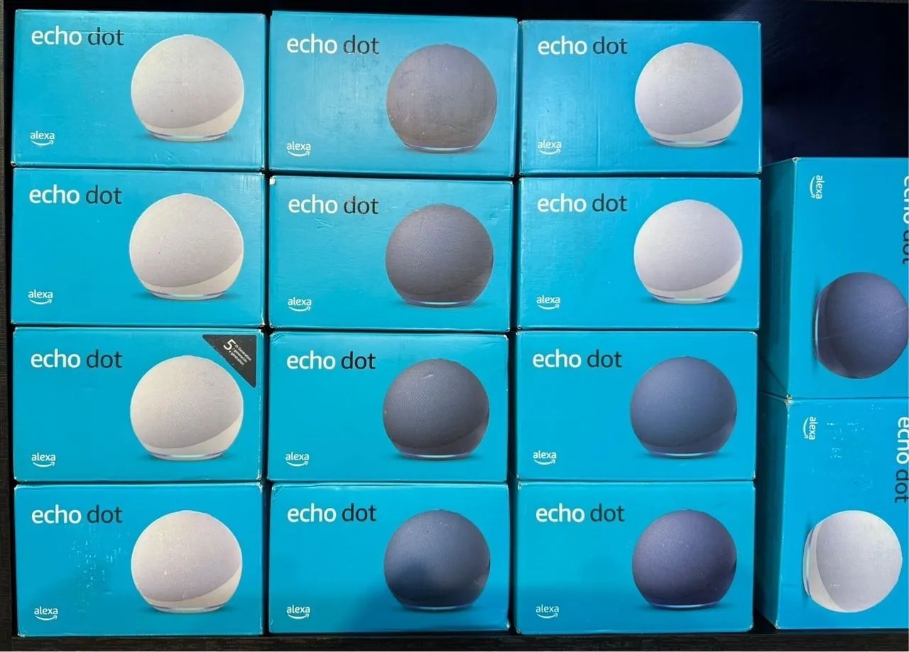 Echo Dot 5 Branca e Preta Lacrada 