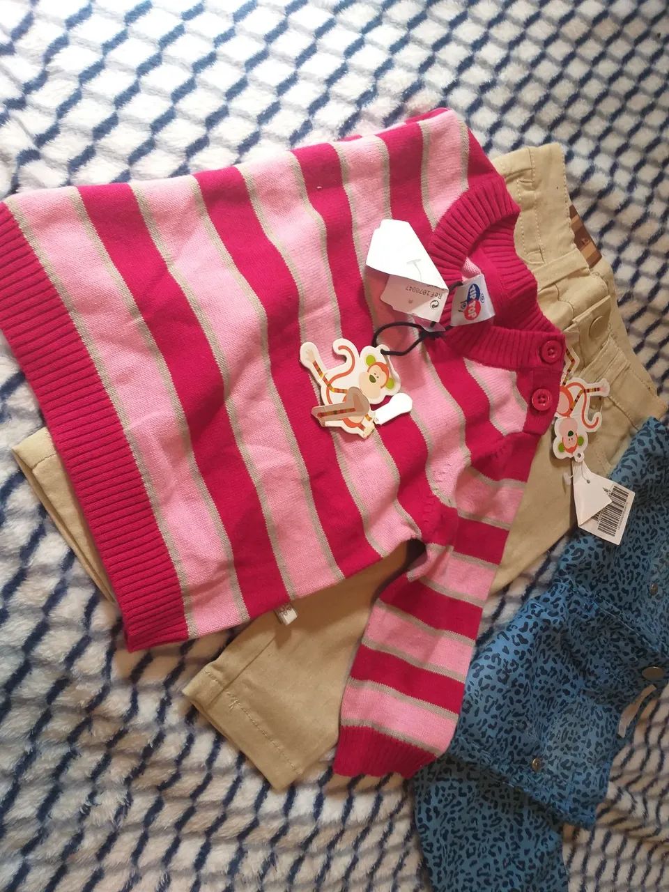 Calças em sarja/Jeans Leopardo Infantil top top - Foto 3
