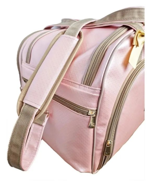 Bolsa maternidade bebê rosa com detalhes em dourado - Foto 3