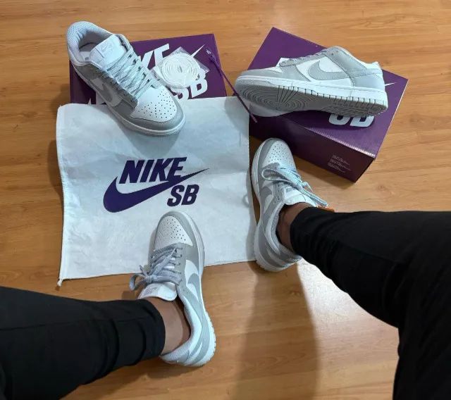 Tênis Nike SB Dunk Cinza Linha Premium Unissex - Foto 3