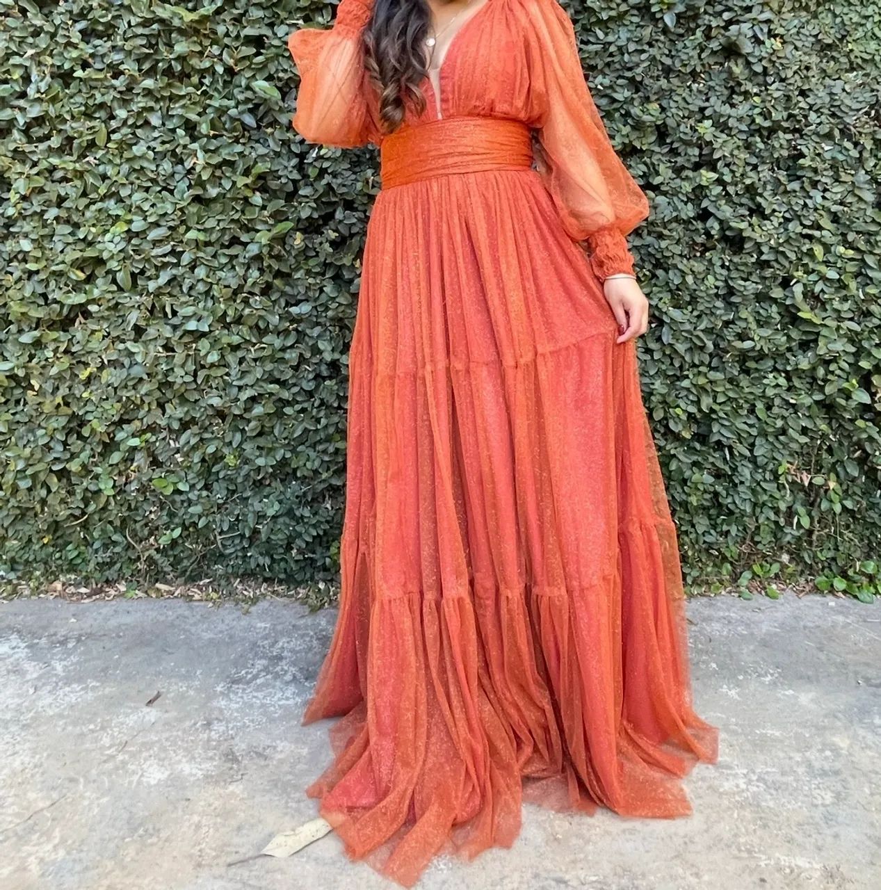 Vestido de Festa Terracota - Veste M e G - Usado 1x - Foto 4