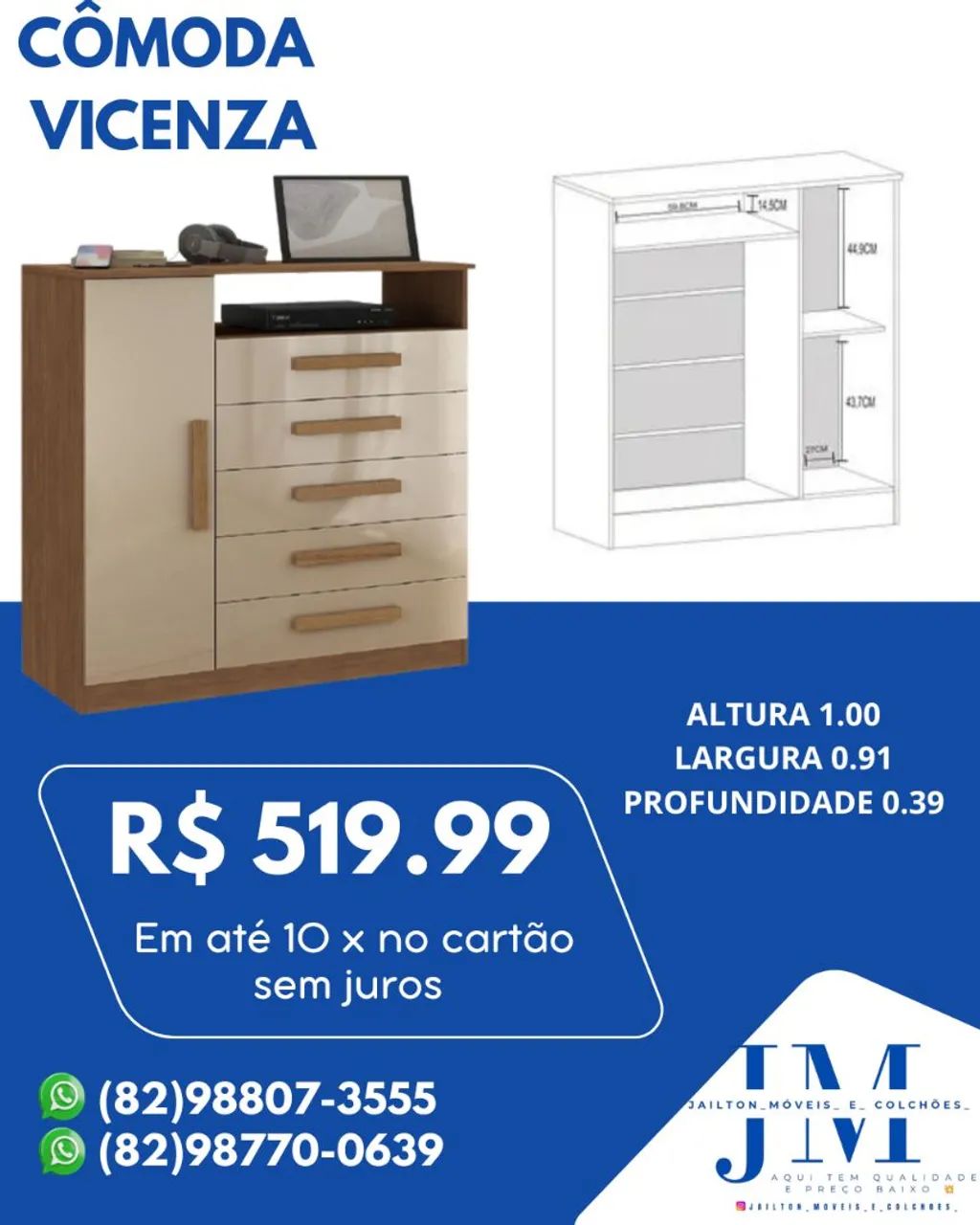 MEGA PROMOÇÃO CÔMODA VICENZA 