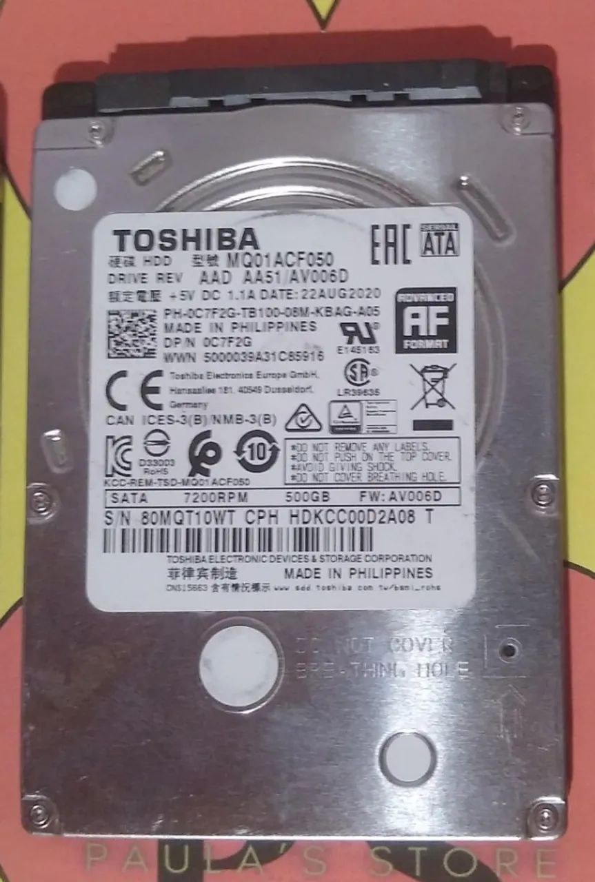 HD 2,5" Toshiba 500GB Win10
