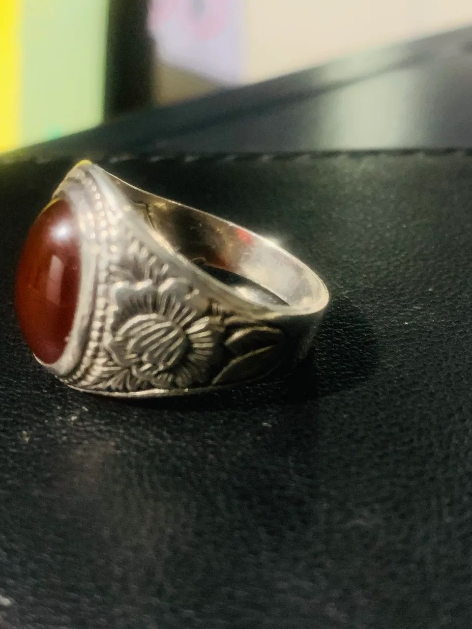 Anel Masculino Turco em Prata com Pedra 
