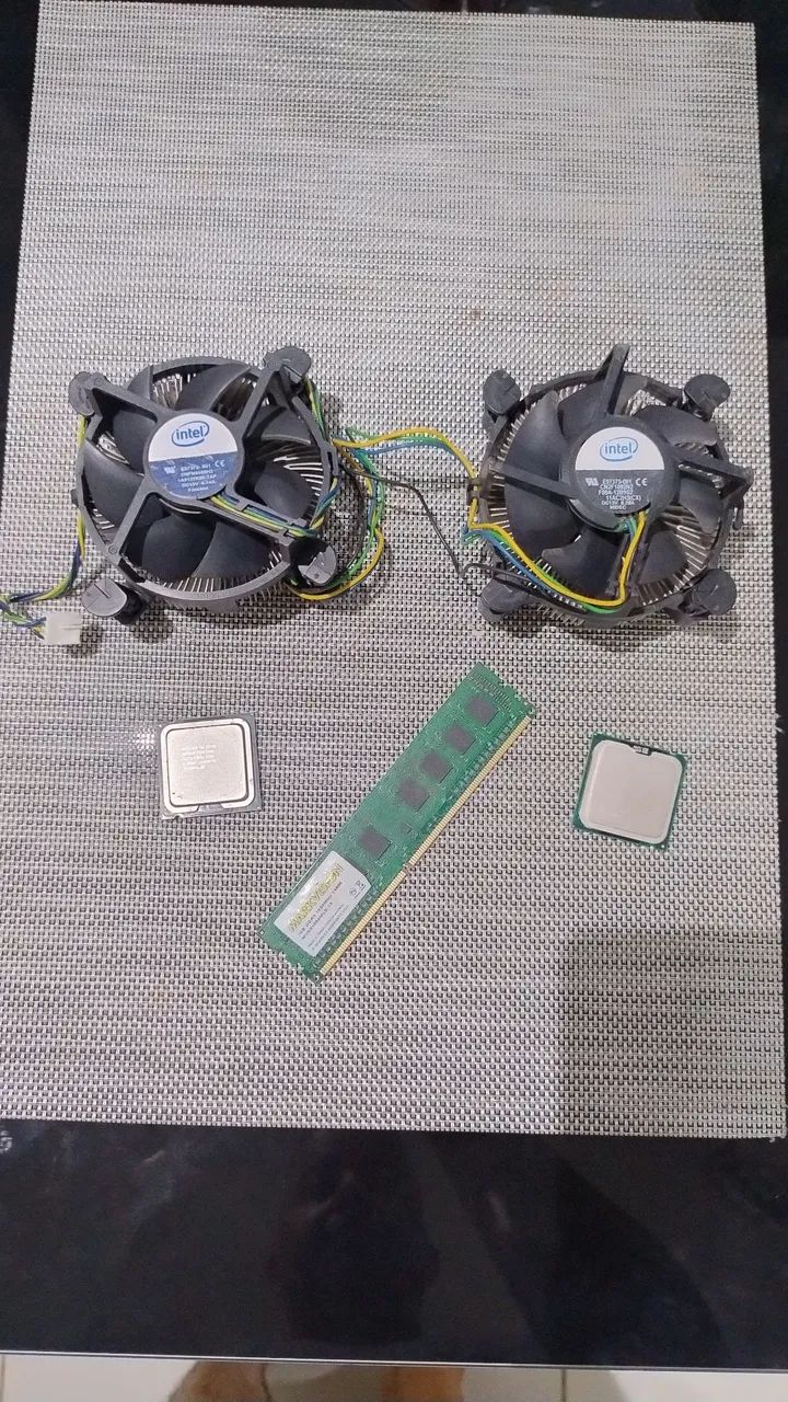 Vendo 2 processadores, 2 cooler e 1 memória.