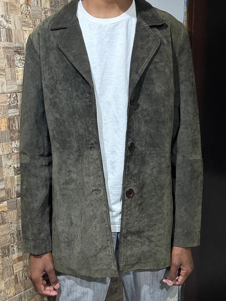 blazer vintage em camurça legítima,