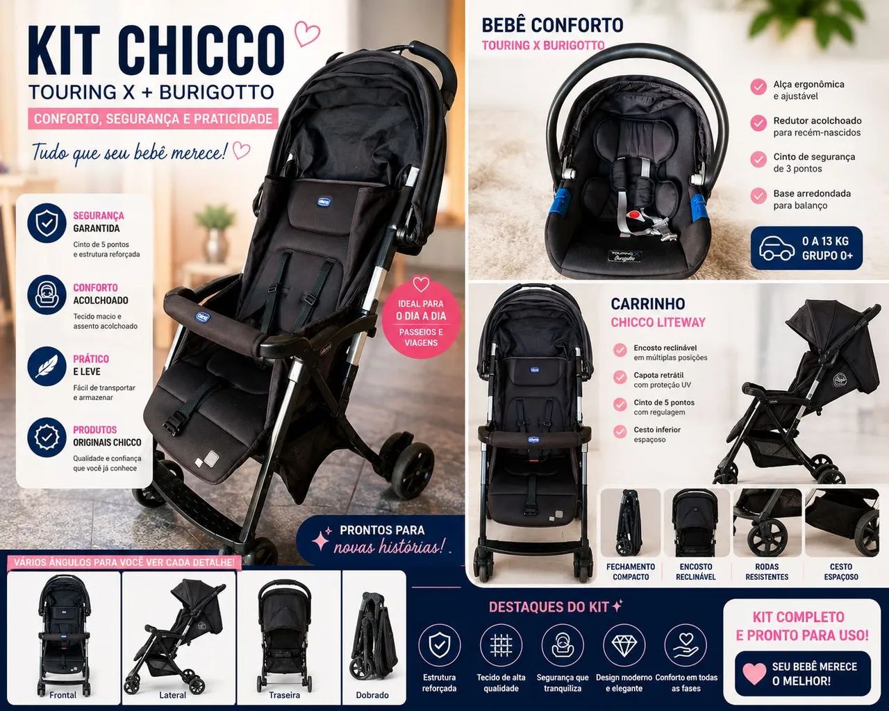KIT BEBE CONFORTO E CARRINHO 