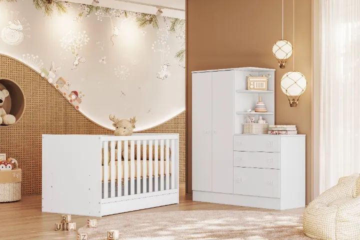 Jogo de Quarto para Bebe Guarda-roupa com Cômoda 4070 Doce Sonho - Foto 2