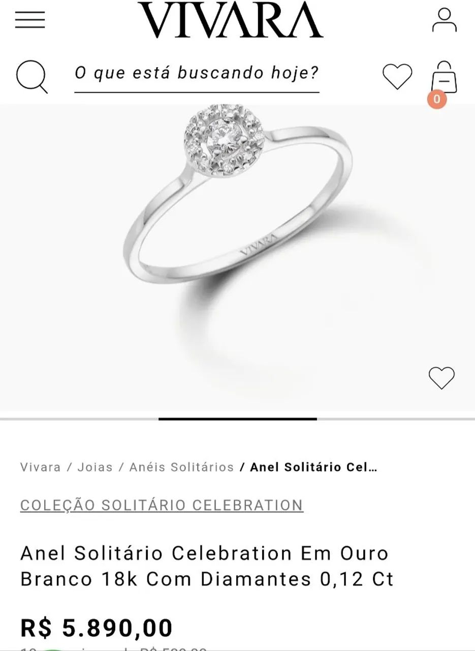 Vivara Ouro Branco  Diamante  - Foto 3