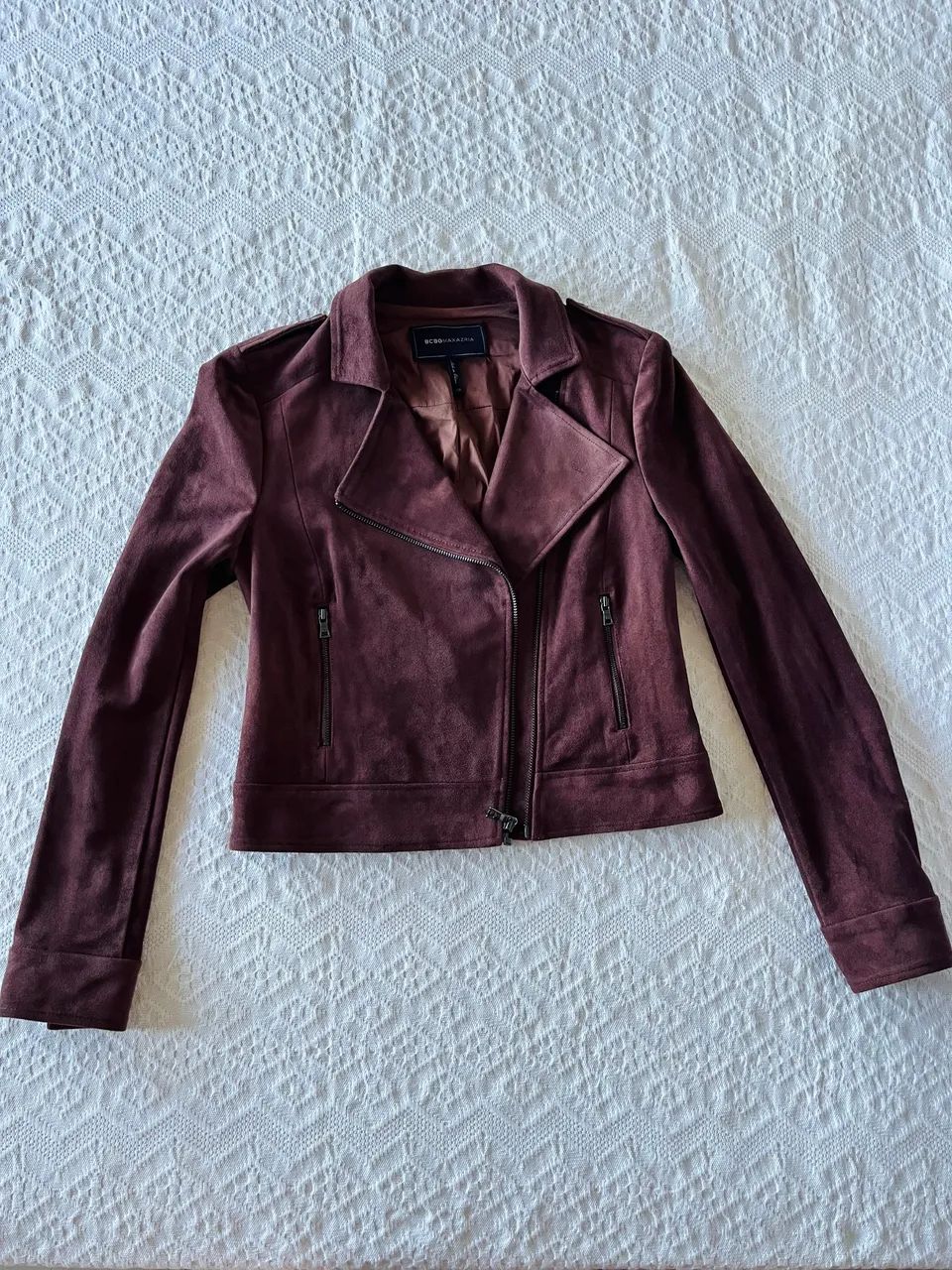 jaqueta biker bcbgmaxazria marrom suede | importada | nova