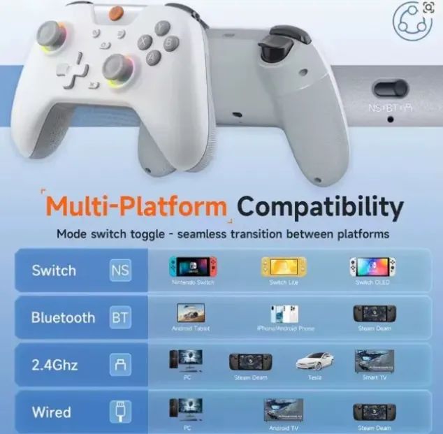 Controle Wireless EasySMX X05 Hall Effect RGB Bluetooth para PC/Celular/Switch Lacrado! - Foto 4