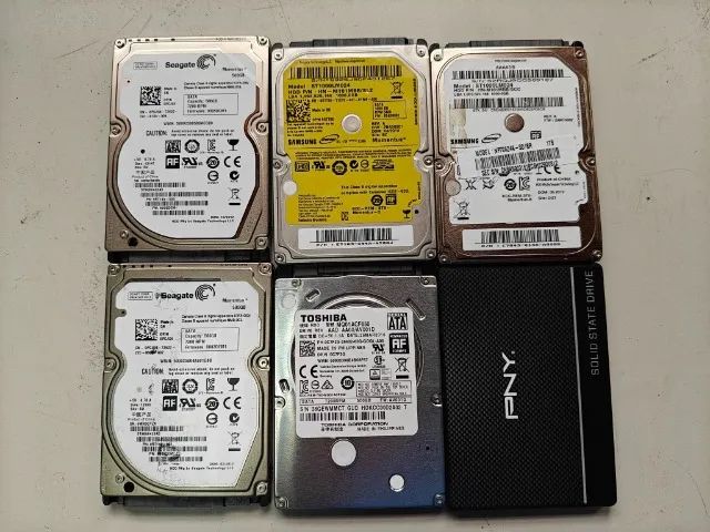 lote de 5 hds de notebook e ssd 500gb e 1tb