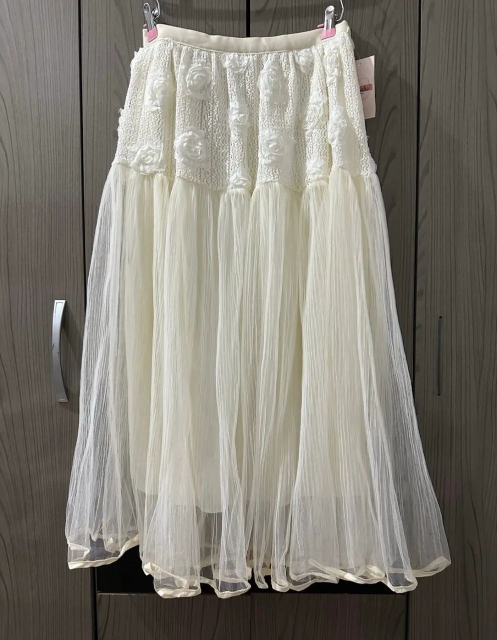 Saia mídi tule off white 