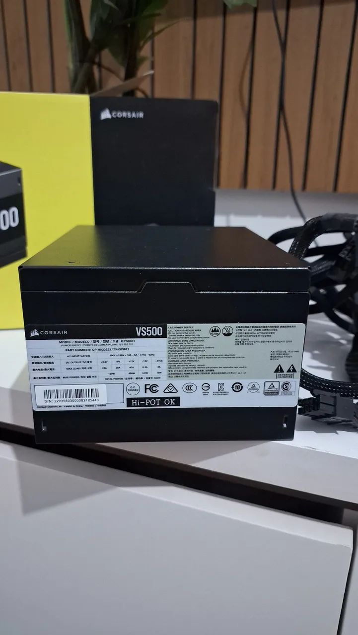 Fonte Corsair VS500 500W 80 Plus - Semi-Nova com Caixa Original - Foto 3
