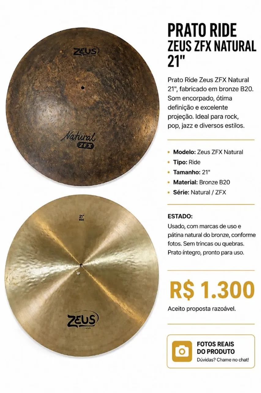 Pratos bateria excelente estado usado