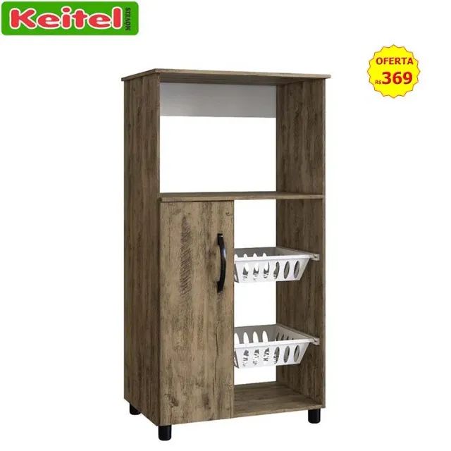 Porta Forno e Micro Kely Com Cestinha Cor Itauba