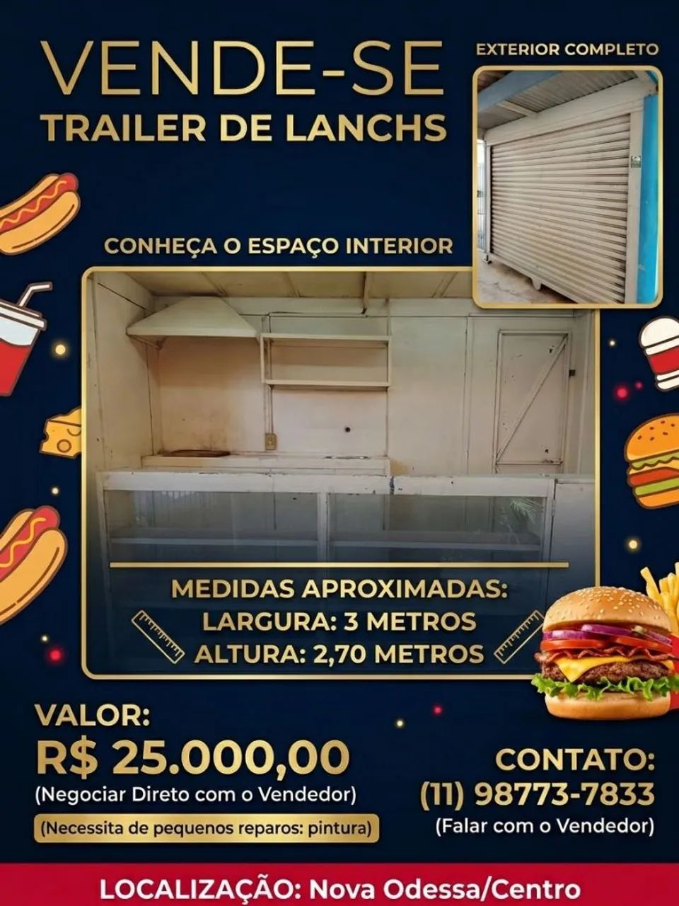 Vende-se Trailer de lanches 