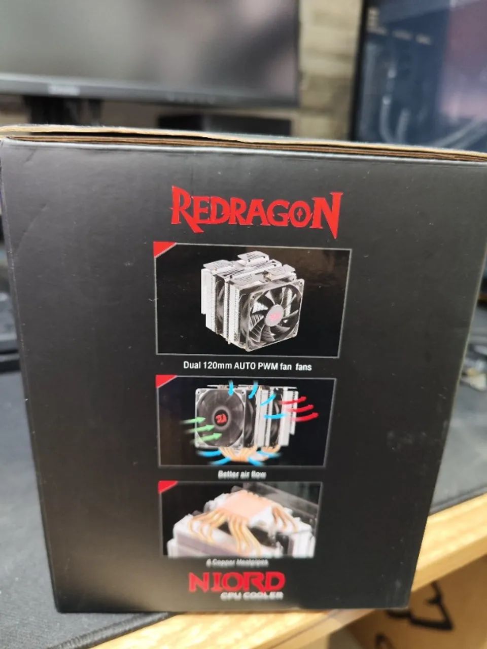 AIRCOOLER CPU REDRAGON NIORD COM DUAS TORRES E DUAS FANS PRETO - Foto 2