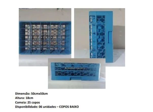 Rack plástico reforçado para transporte de copos 