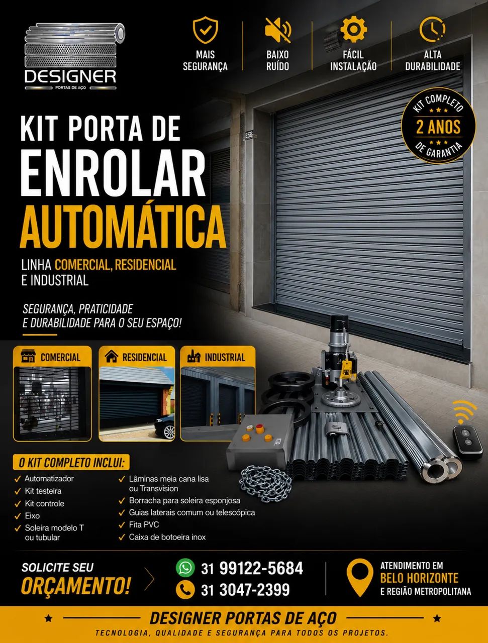Portas de aço de enrolar Automáticas.