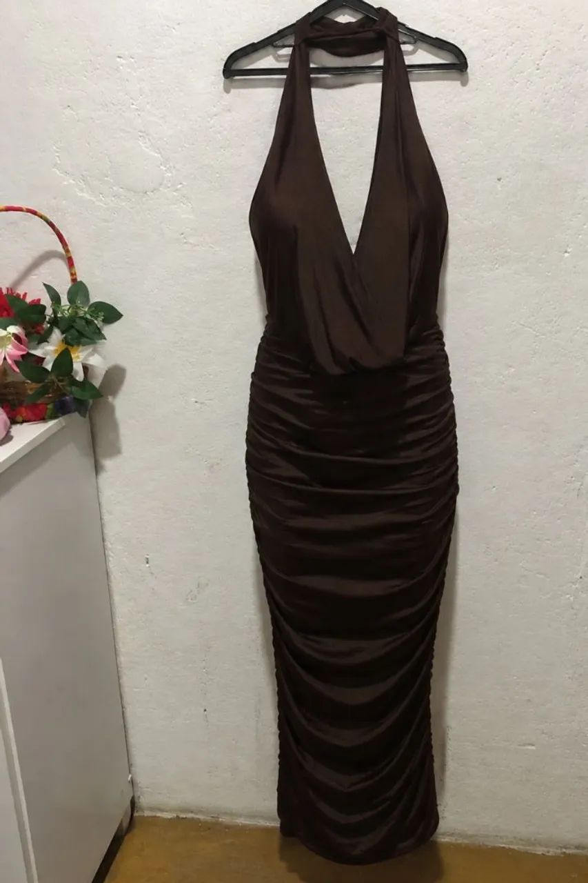 Vestido longo marrom 