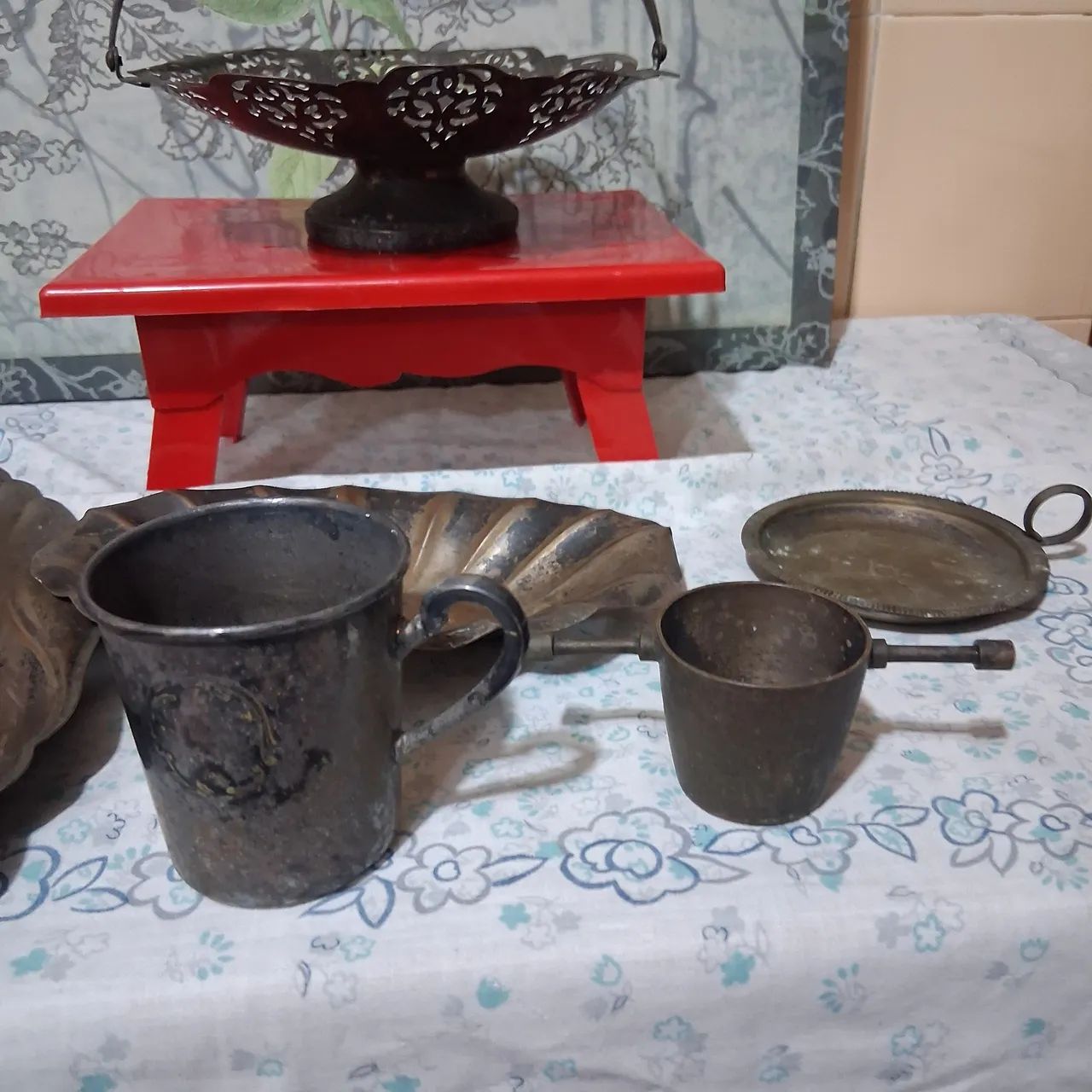 Conjunto  prata 6 peças misturadas....nada quebrado  - Foto 4