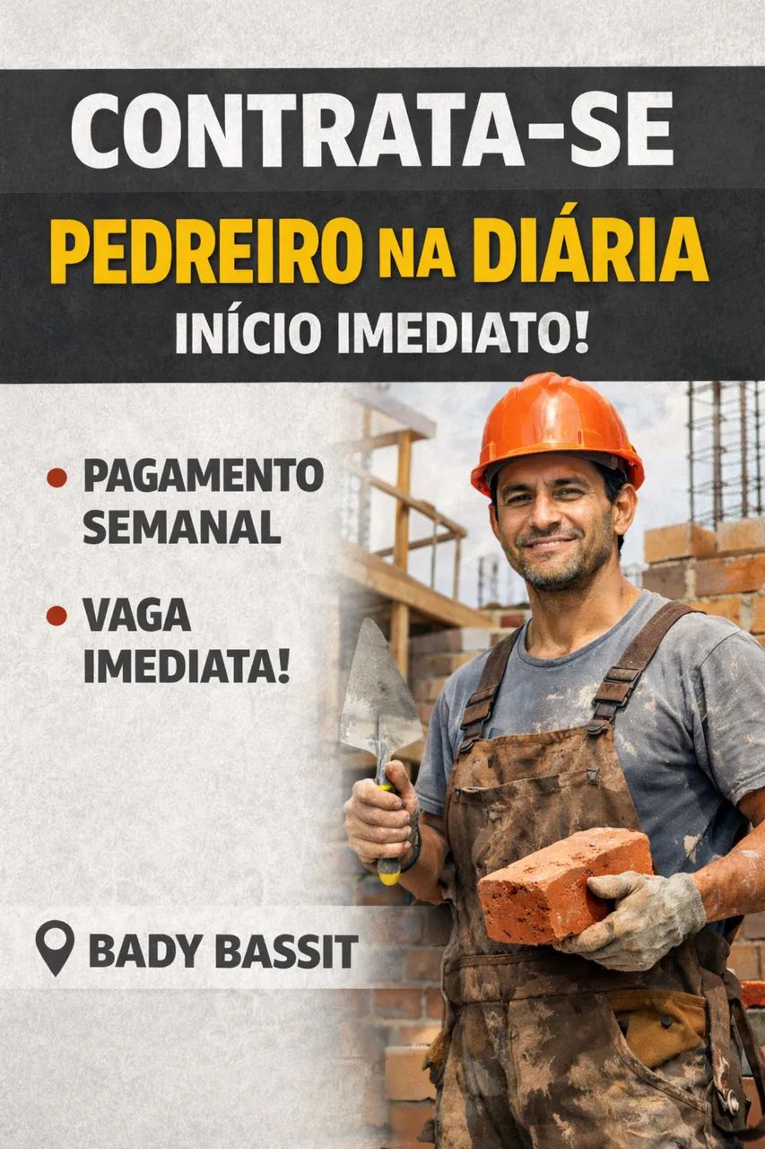 VAGA PARA PEDREIRO NA DIÁRIA 