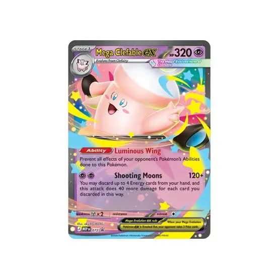 Pokémon TCG Mega Moonlit Tin(Lata Mega Luar) com Mega Clefable EX - Foto 2