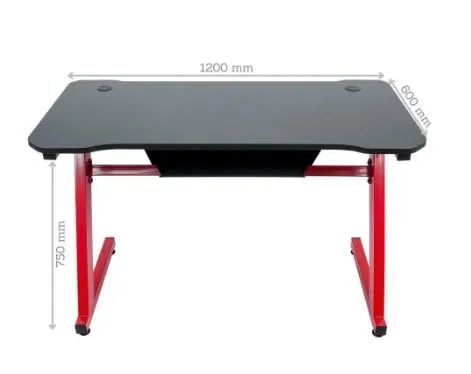 Mesa Gamer Metal e MDF Preta e Vermelha