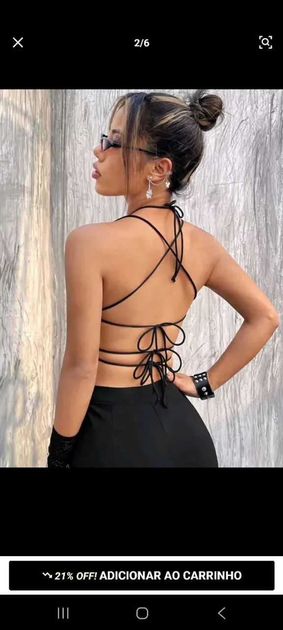Top preto estrela amarração  - Foto 5