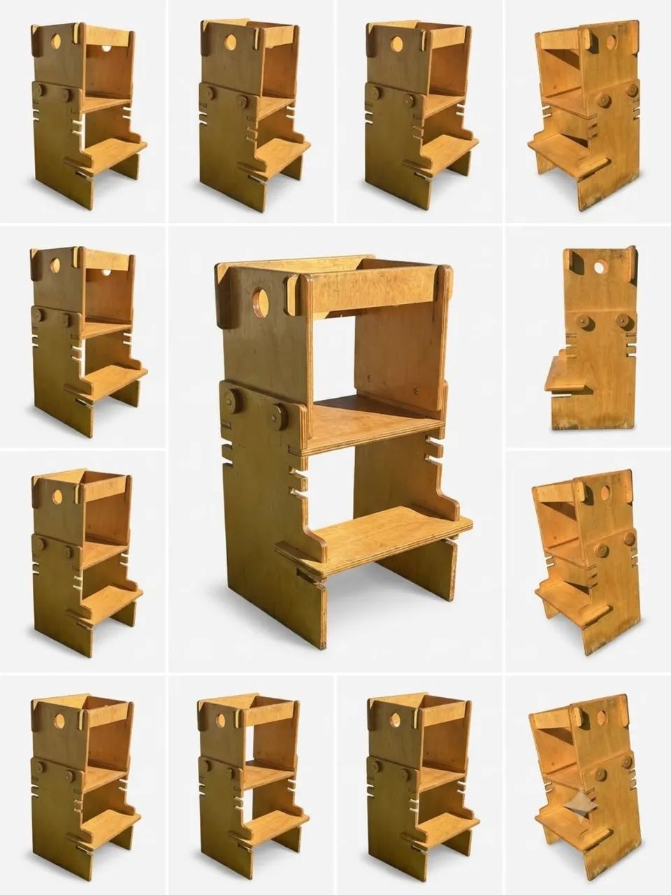 Torre de Aprendizagem Montessori em Madeira - Altura Regulável