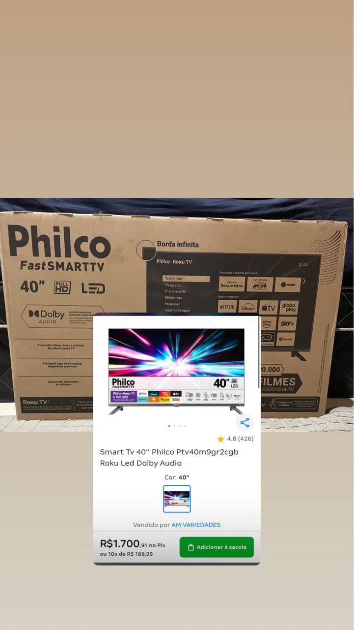 Tv smart Philco 40 polegadas na caixa lacrada