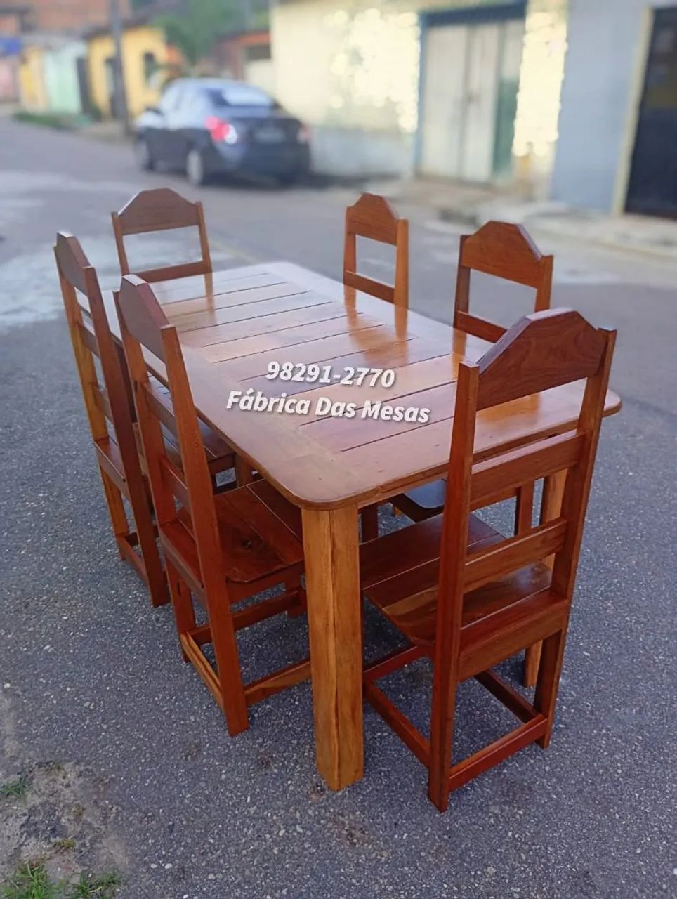 MESA DE MADEIRA DE LEI COM 6 CADEIRAS  - Foto 2
