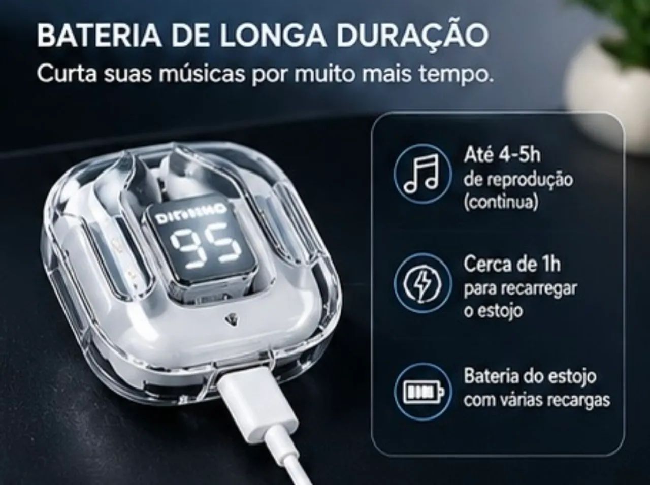 Fone Bluetooth TWS Sem Fio | Display LED | Novo - Foto 2
