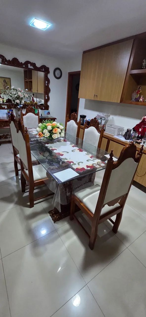 Mesa 6 lugares e aparador com espelho estilo Luis XV - Foto 3