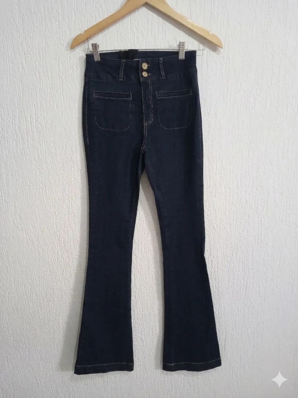 Calça wide leg da Canal, cor índigo blue escuro