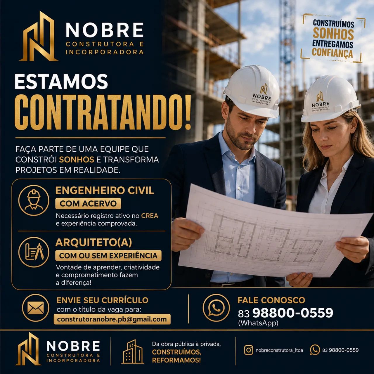 Oportunidade para engenheiro e arquiteto (a)