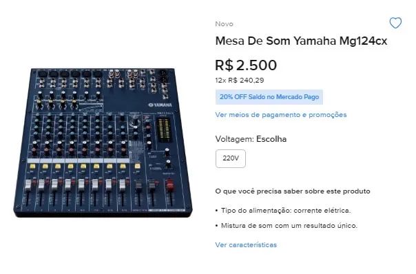 Mesa de Som Yamaha MG124CX - Foto 5