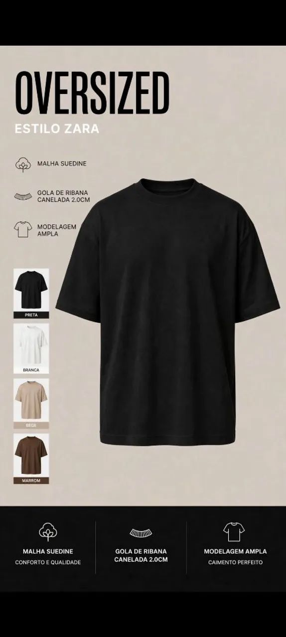 CAMISA OVERSIZED MALHA SUEDINE.  Estilo ZARA - Foto 2
