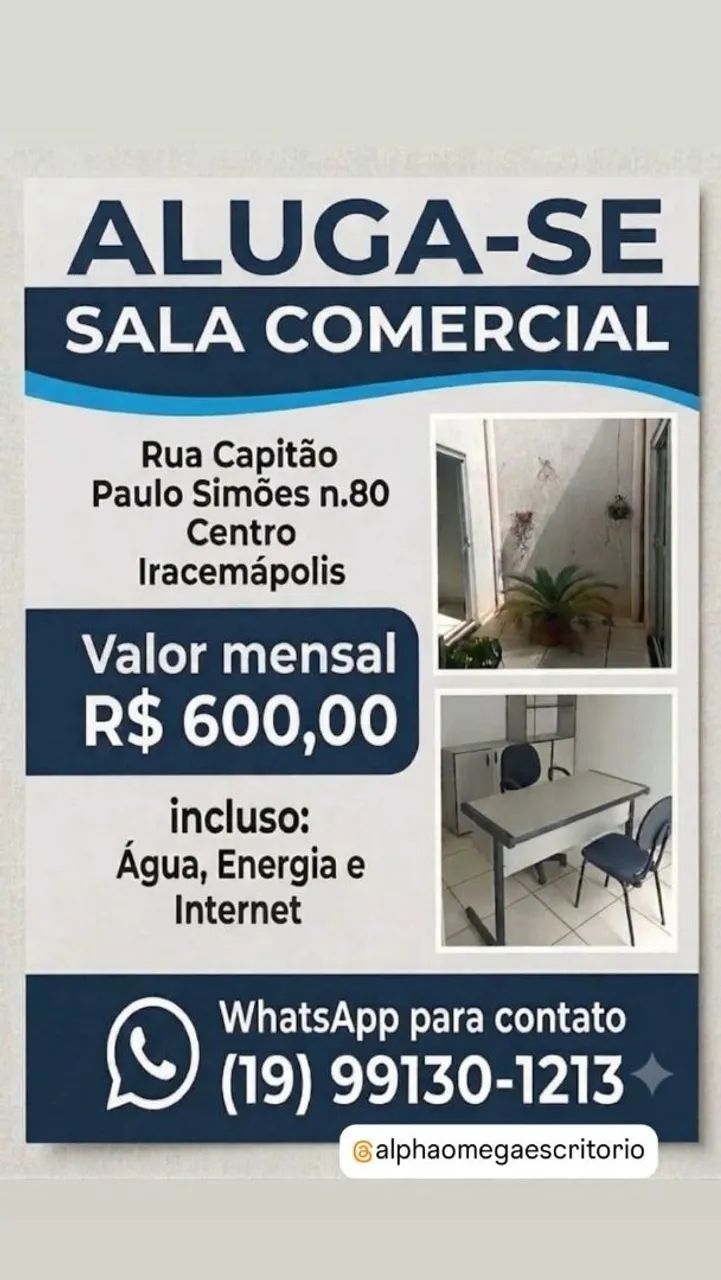 Aluguel de sala Comercial