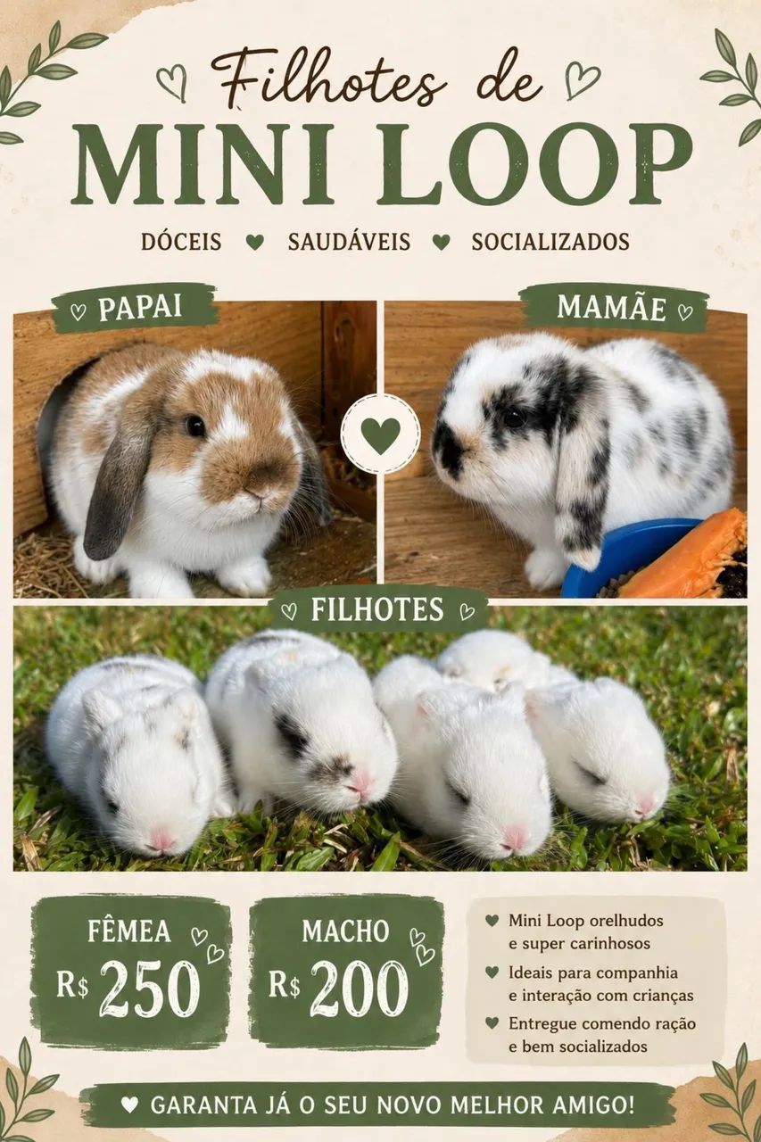 Coelhos Mini loop - filhotes lindos - Foto 4