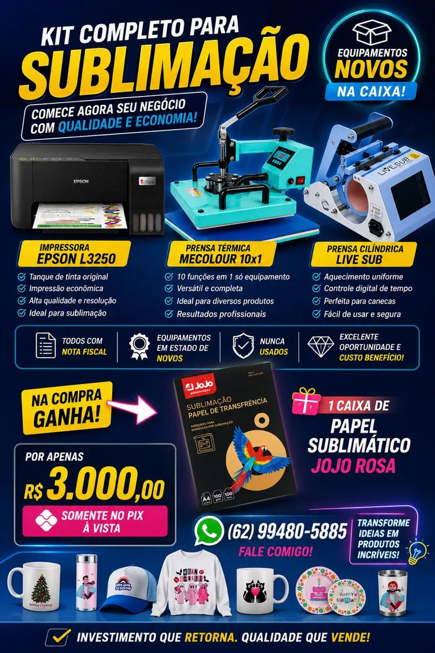 Sublimação Completa Prensas Impressoras