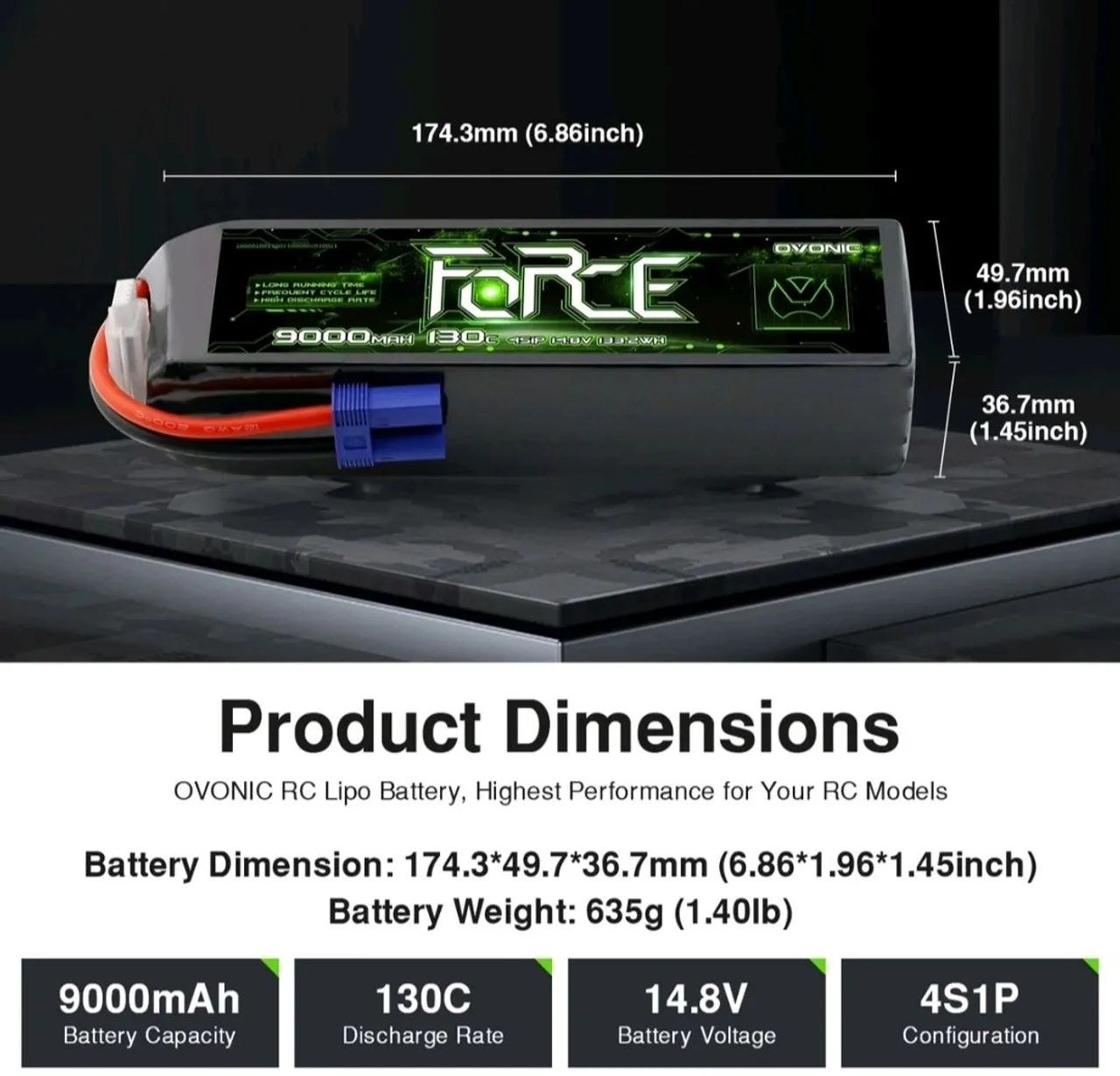 Bateria Lipo Ovonic 4s 9000mah - 130c C/ Plug EC5 - Foto 2
