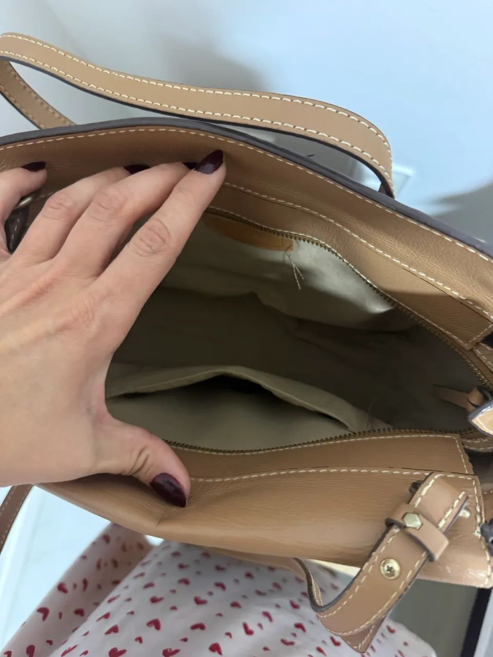 Bolsa Arezzo bege/caramelo em couro- original - Foto 5
