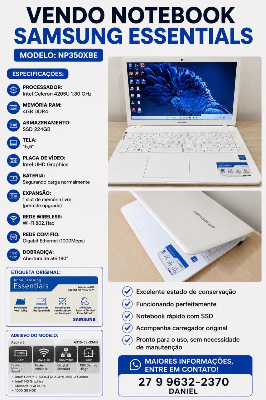 Vendo notebook Samsung essentials  - Foto 3