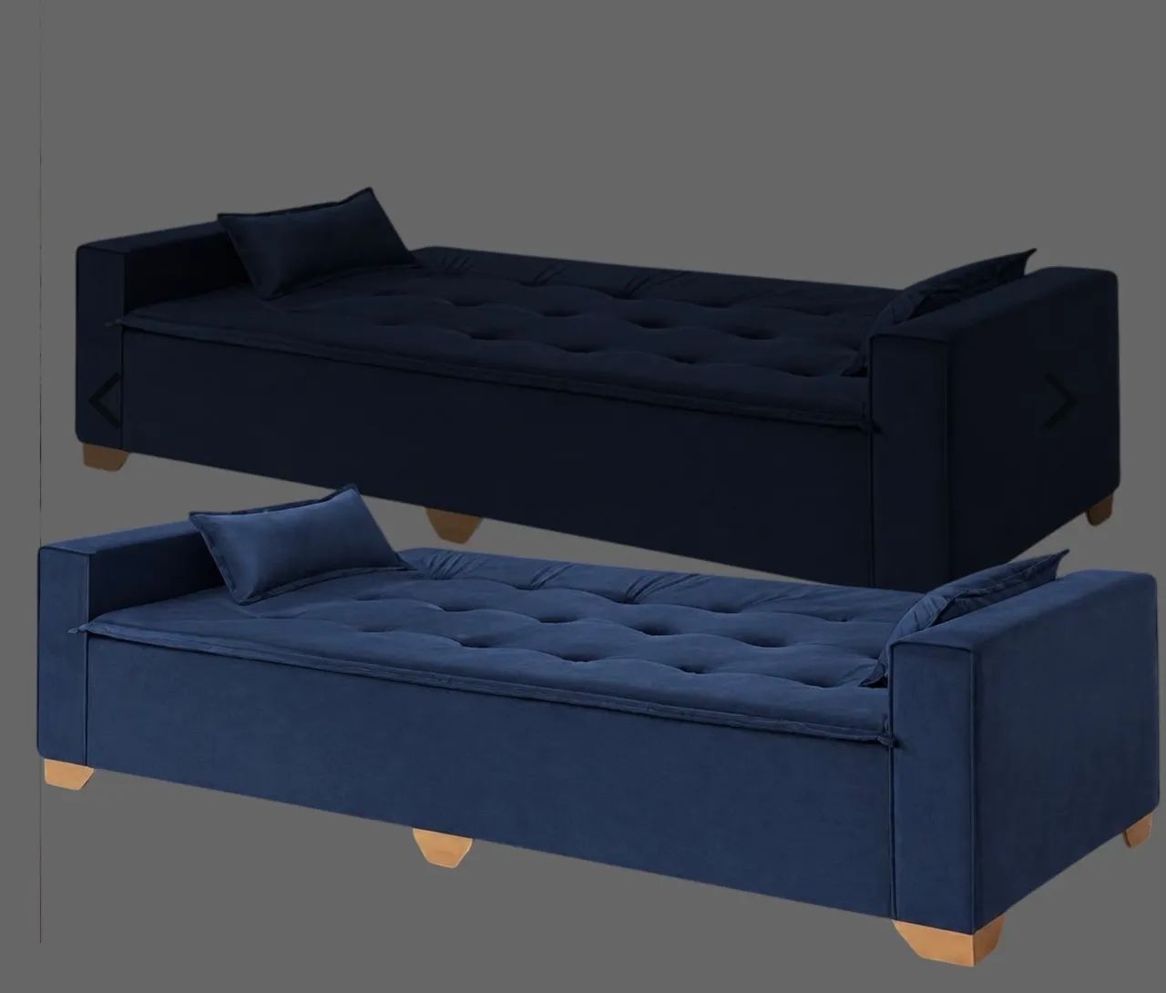 Sofá Cama Yukon 2,18 m Veludo Bege - Foto 2