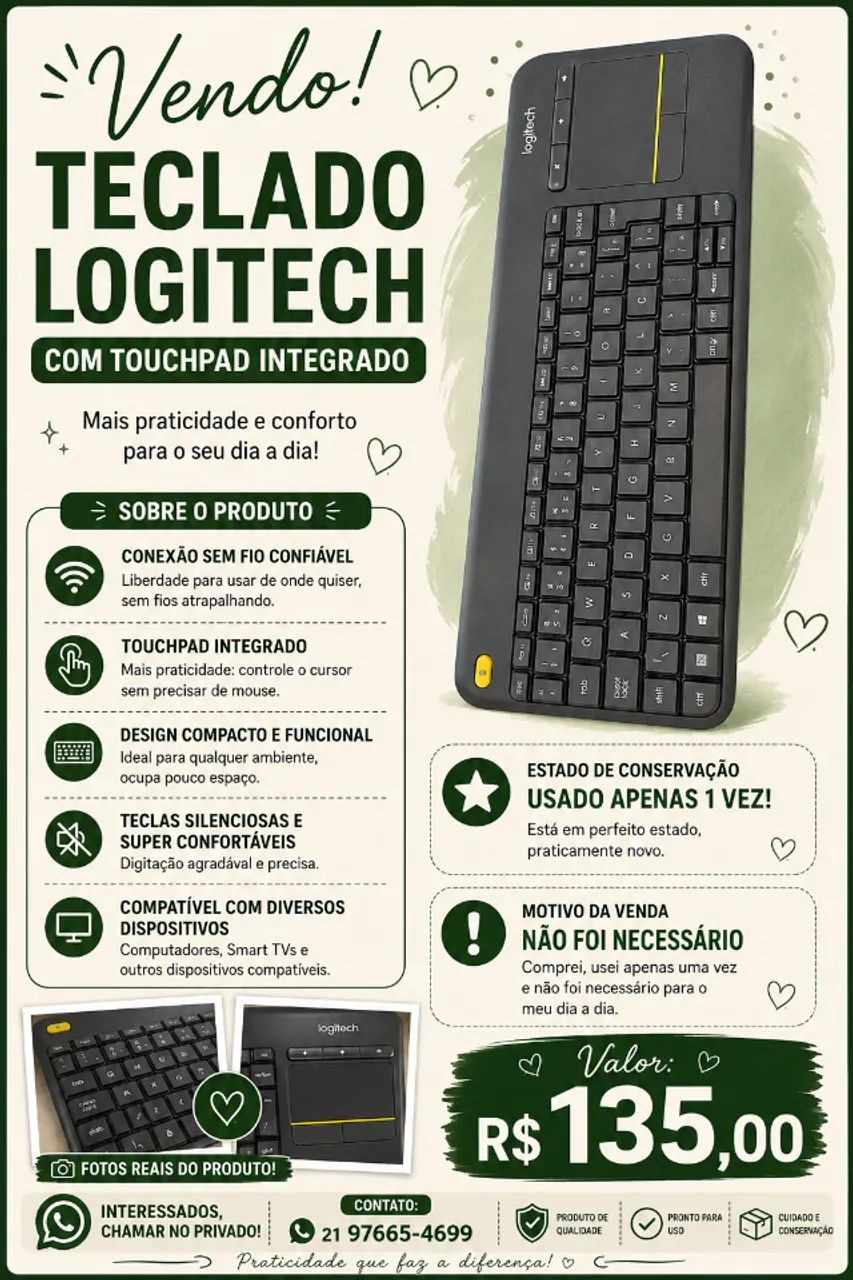 teclado logitech semi novo 