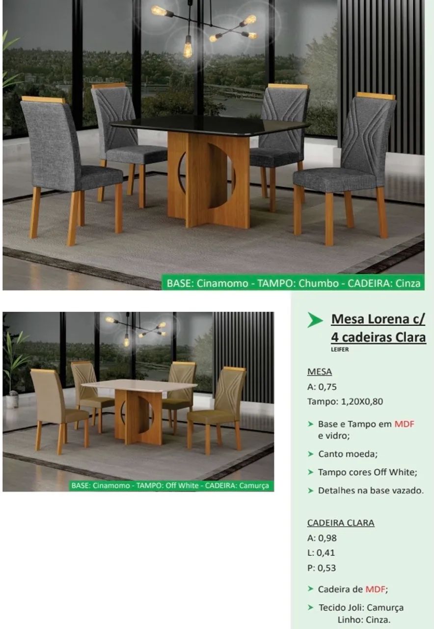 Mesa Lorena com 4 cadeiras - Promoção 